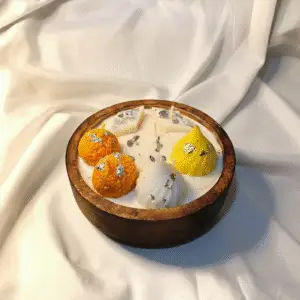 Wooden Mithai Bowl Candle